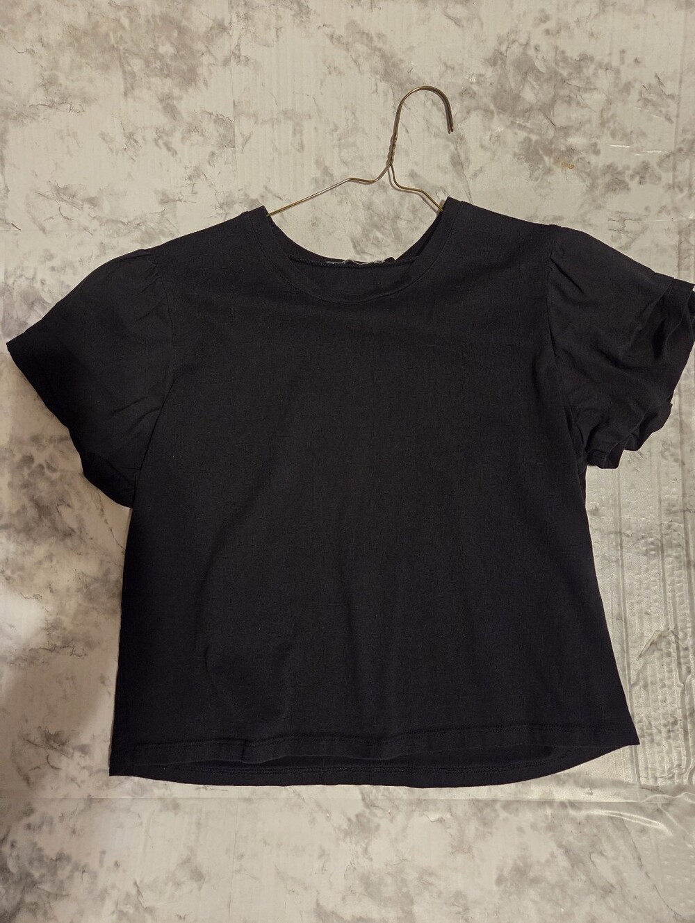 Zara Black pleated ruffle Crop Top
